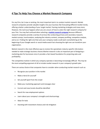 4 Tips To Help You Choose a Market Research Company