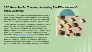 CBD Gummies For Tinnitus – Analysing The Effectiveness Of These Gummies