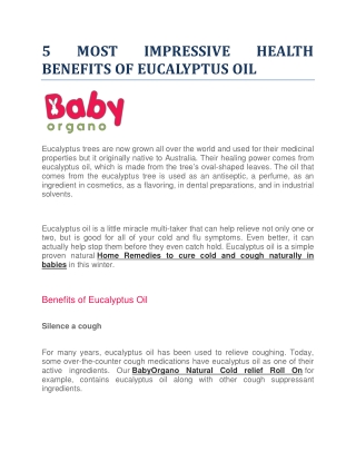 5 MOST IMPRESSIVE HEALTH BENEFITS OF EUCALYPTUS OIL