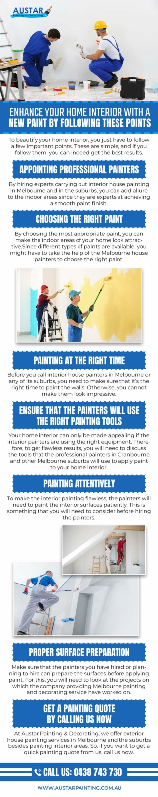 Enhance Your Home Interior with a New Paint by Following These Points