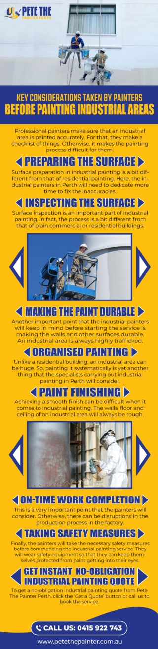 KEY CONSIDERATIONS TAKEN BY PAINTERS BEFORE PAINTING INDUSTRIAL AREAS