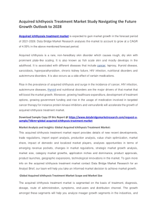 Acquired Ichthyosis Treatment Market Study Navigating the Future Growth Outlook to 2028