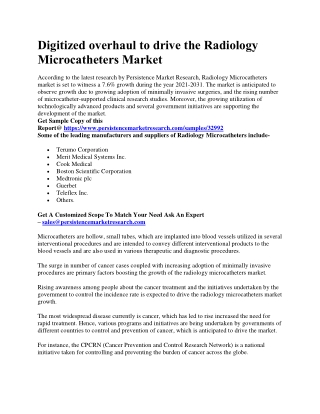 Digitized overhaul to drive the Radiology Microcatheters Market