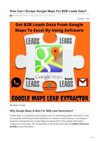 1How Can I Scrape Google Maps For B2B Leads Data