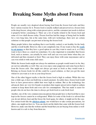 Breaking Some Myths about Frozen Food