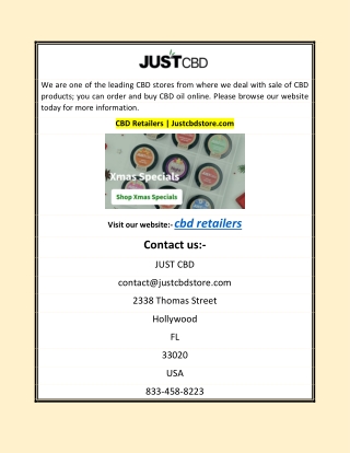 CBD Retailers | Justcbdstore.com