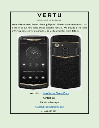 New Vertu Phone Price | Thevertuboutique.com