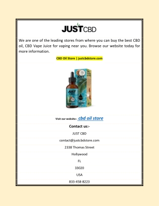 CBD Oil Store | justcbdstore.com