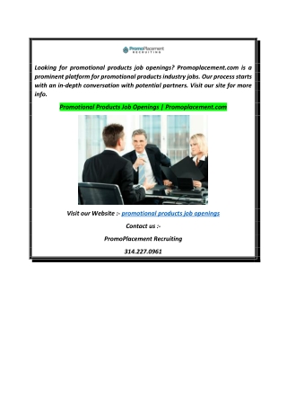 Promotional Products Job Openings  Promoplacement.com