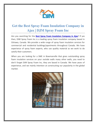 Get the Best Spray Foam Insulation Company in Ajax, Canada