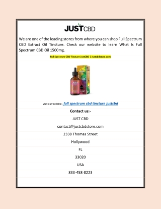 Full Spectrum CBD Tincture JustCBD | Justcbdstore.com