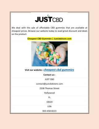 Cheapest CBD Gummies | Justcbdstore.com