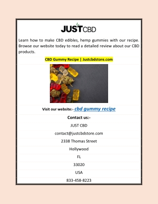 CBD Gummy Recipe | Justcbdstore.com