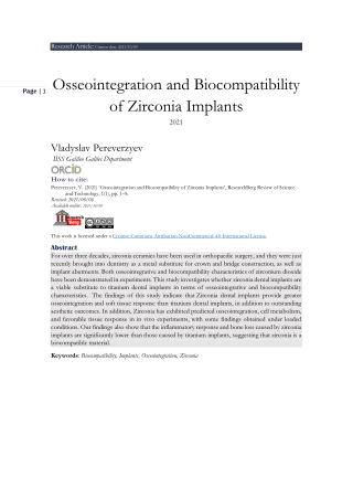 Osseointegration and Biocompatibility of Zirconia Implants