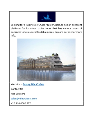 Luxury Nile Cruises  Nilecruisers.com