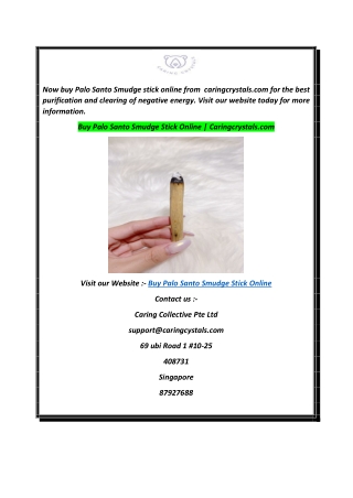 Buy Palo Santo Smudge Stick Online  Caringcrystals.com