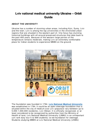Lviv national medical university Ukraine – Orbit Guide