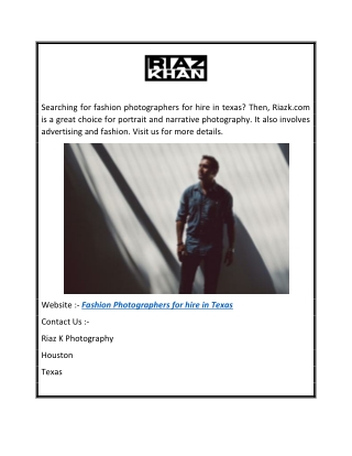 Fashion Photographers for Hire in Texas Riazk.com