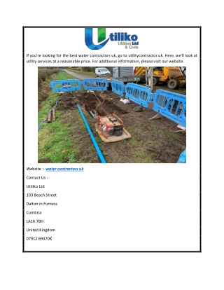 Water Contractors Uk  Utilitycontractor.uk