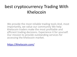 best cryptocurrency Trading With Khelocoin