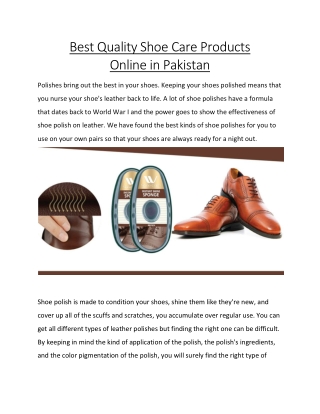Best Quality Shoe Care Products Online in Pakistan