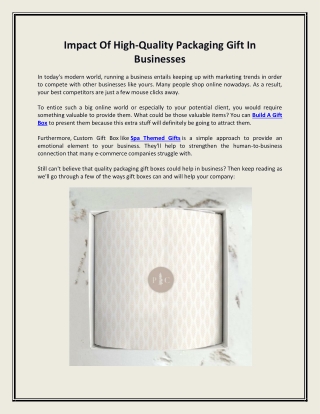 Impact Of High-Quality Packaging Gift In Businesses