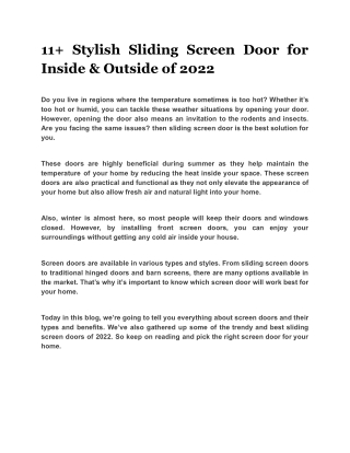 11  Stylish Sliding Screen Door for Inside & Outside of 2022
