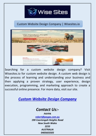 Custom Website Design Company | Wisesites.io