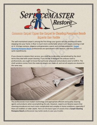 Get Best Carpet Cleaning in Pompano Beach - Service Master