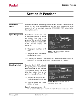 Operator Manual For Fadal Pendant