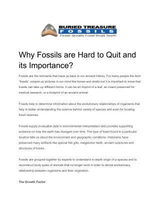 Why Fossils are Hard to Quit and its Importance . Pdf