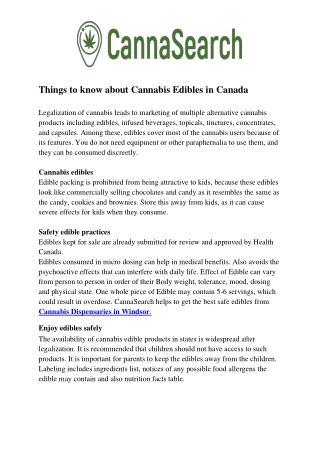 Windsor Things to know about Cannabis Edibles in Canada