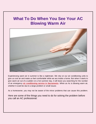 What To Do When You See Your AC Blowing Warm Air