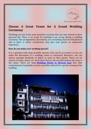 Wedding Hotel in Dharamshala