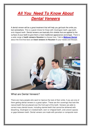 All You  Need To Know About Dental Veneers