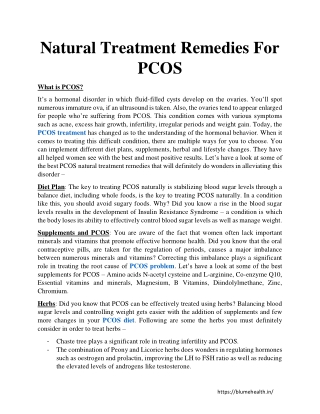 Natural Treatment Remedies For PCOS