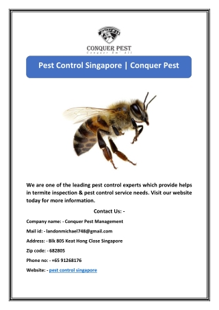 Pest Control Singapore | Conquer Pest