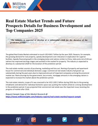 Real Estate Market Size, Trends and Incremental Opportunity Assessment till 2025