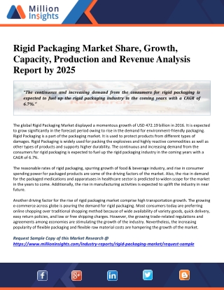Rigid Packaging Market Size, Demand, Current Trends And Restraints Till 2025