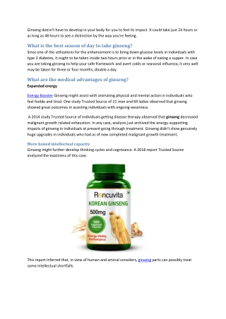 What Is Roncuvita Korean Ginseng And How Does It Work