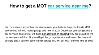 How to get a MOT car service near me_