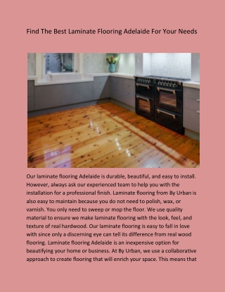 Find The Best Laminate Flooring Adelaide For Your Needs