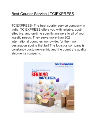 Best Courier Service | TCIEXPRESS
