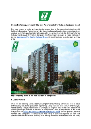 CoEvolve Group, probably the best Apartments For Sale In Sarjapur Road