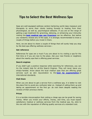 Tips to Select the Best Wellness Spa