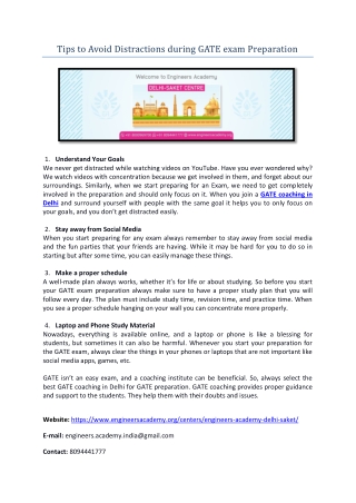 Tips to Avoid Distractions during GATE Preparation
