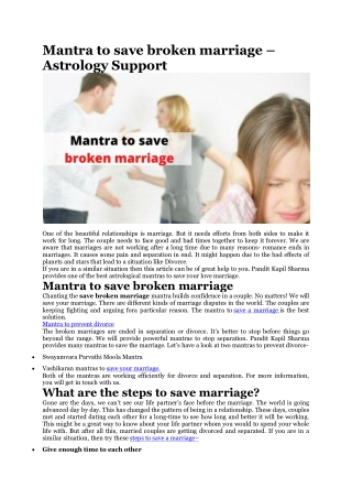 Mantra to save broken marriage – Astrology Support