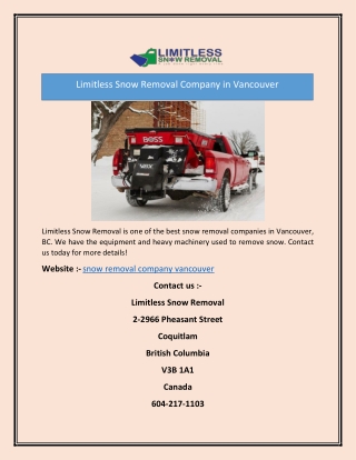 Limitless Snow Removal Company in Vancouver
