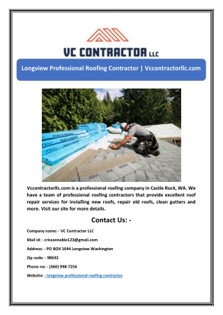 Longview Professional Roofing Contractor | Vccontractorllc.com