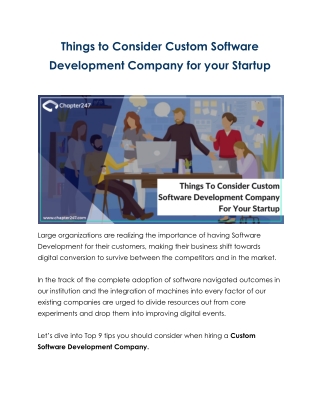 Things to Consider Custom Software Development Company for your Startup
